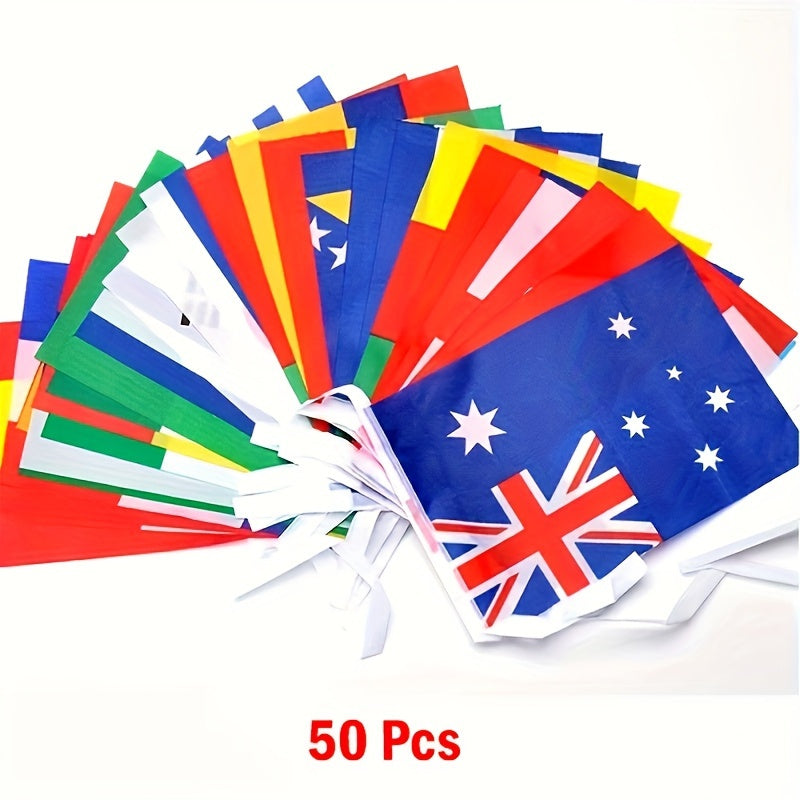 International Flag Banner for Room Decor 25/50/100 Flags Polyester for Events