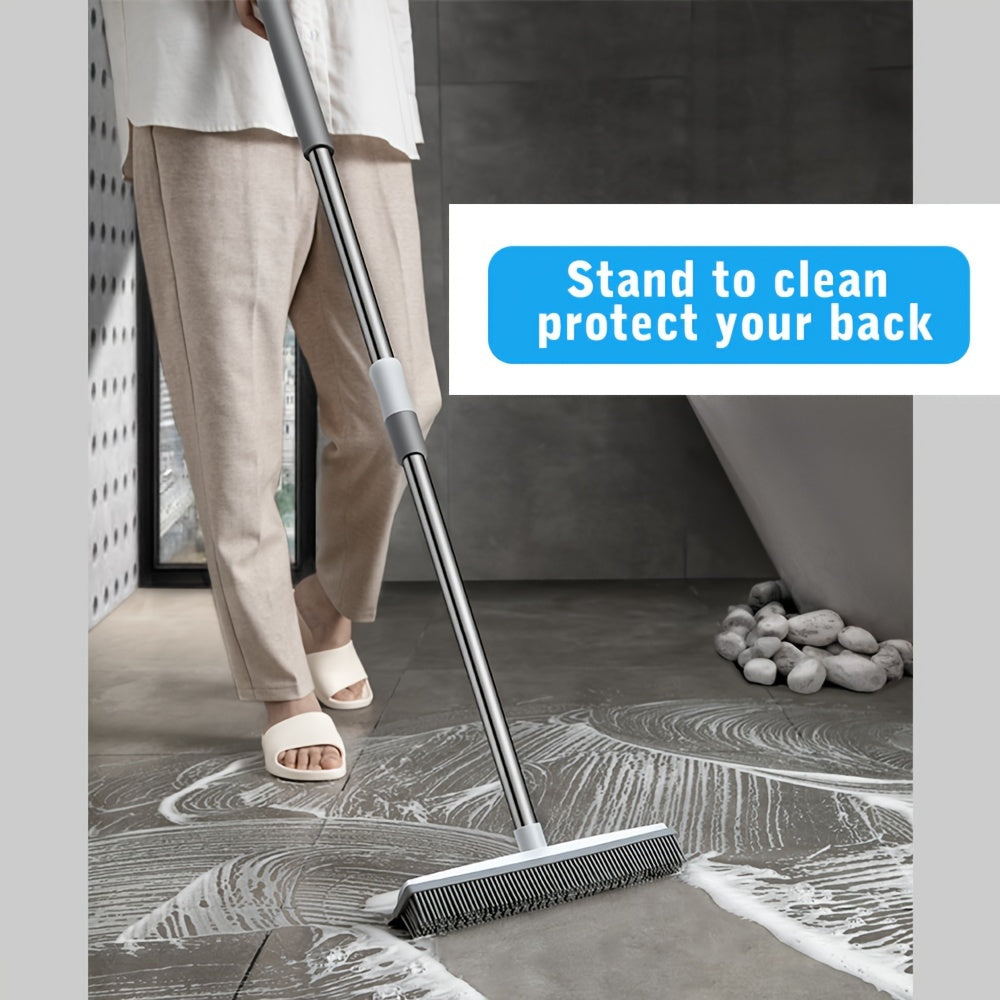 Uzaytiriladigan rezina qopqog'li supurgi, scraper, zanglamaydigan po'lat va silikondan, ko'p funktsiyali pol va hayvon tuklarini tozalash uchun