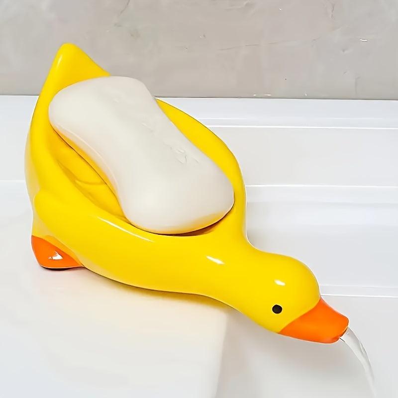Dispensador de jabón en forma de pato para lavabo o ducha, a prueba de agua y con drenaje automático