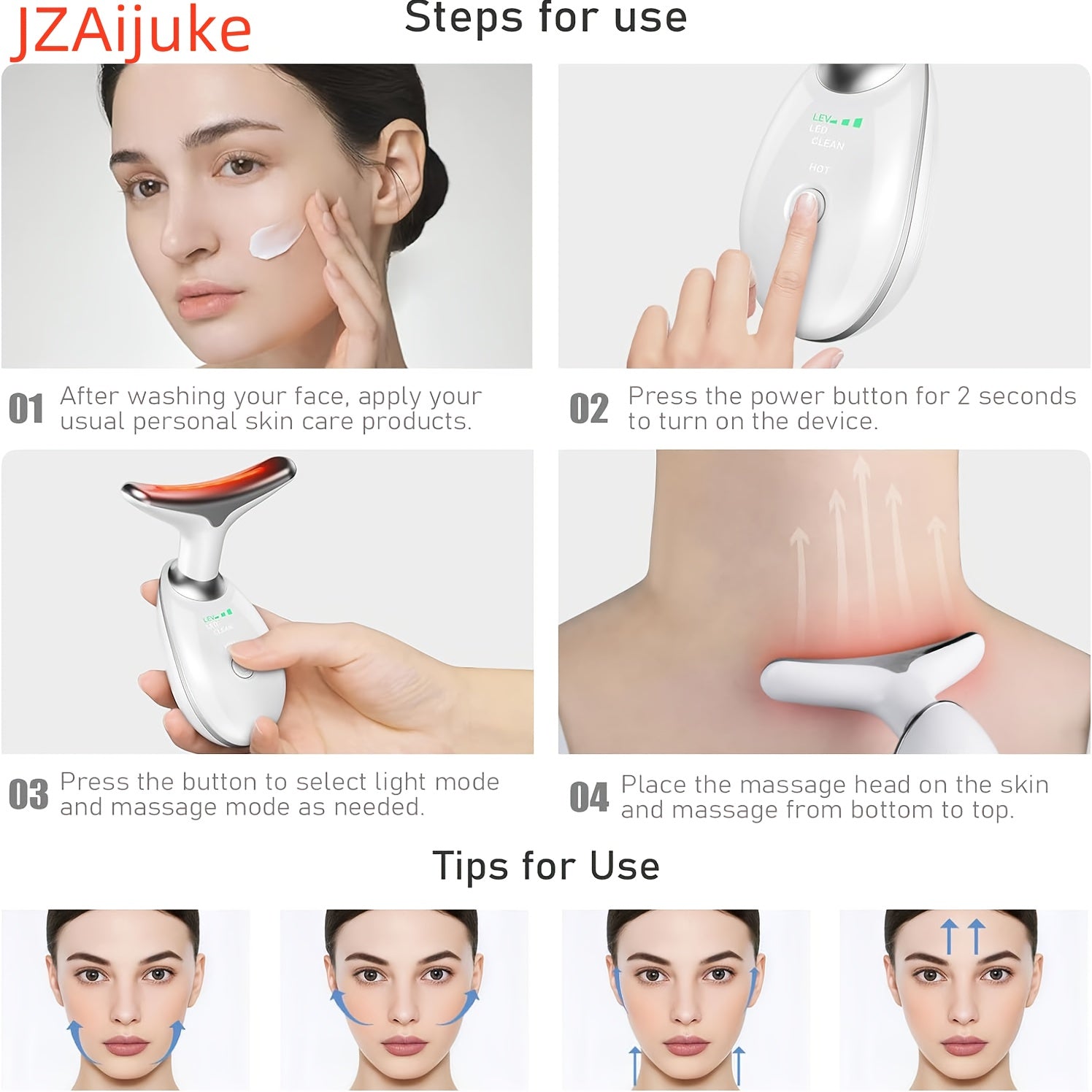 Facial and Neck Massager USB Rechargeable 500mAh Lithium Battery Skin Elasticity Wrinkle Reduction