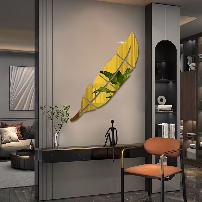Acrylic Feather Wall Decal for Living Room and Bedroom Decor