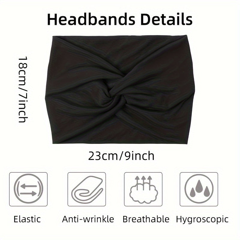 Set of 10 Boho Women Headbands African Inspired Wide Knotted Turban Style Stretchy Hairbands for Yoga Running