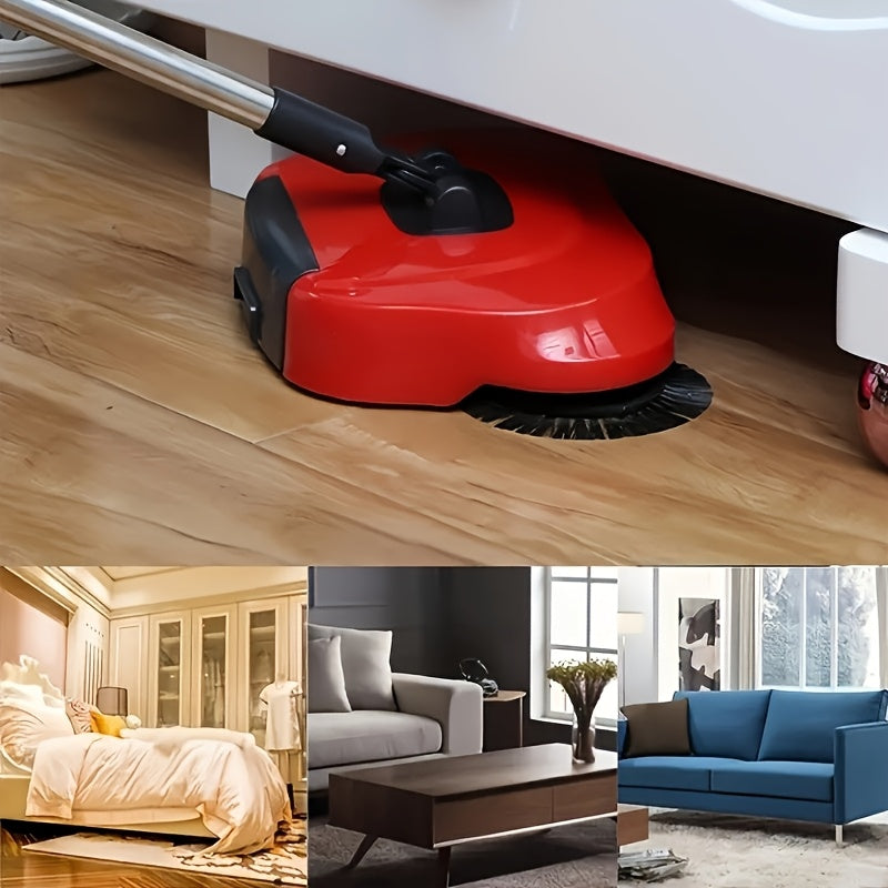 3-in-1 Manual Push Sweeper Vacuum for Pet Hair Dust and Debris on Hardwood Tile Floors