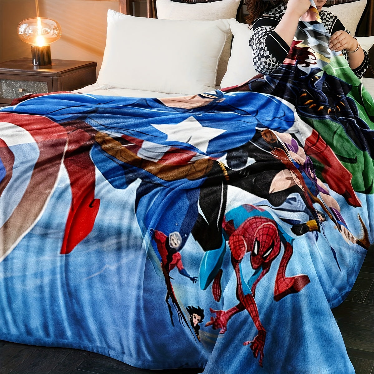 Superhero Throw Blanket for Kids and Adults Soft Cozy Lightweight Multicolor