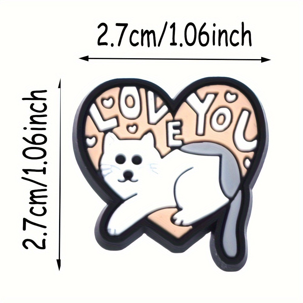 16pcs Cat Shoe Charms Set Colorful Cartoon Cat Poses for Clogs Sandals