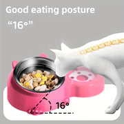Stainless Steel 2-in-1 Pet Feeder with Automatic Water Dispenser for Cats and Puppies