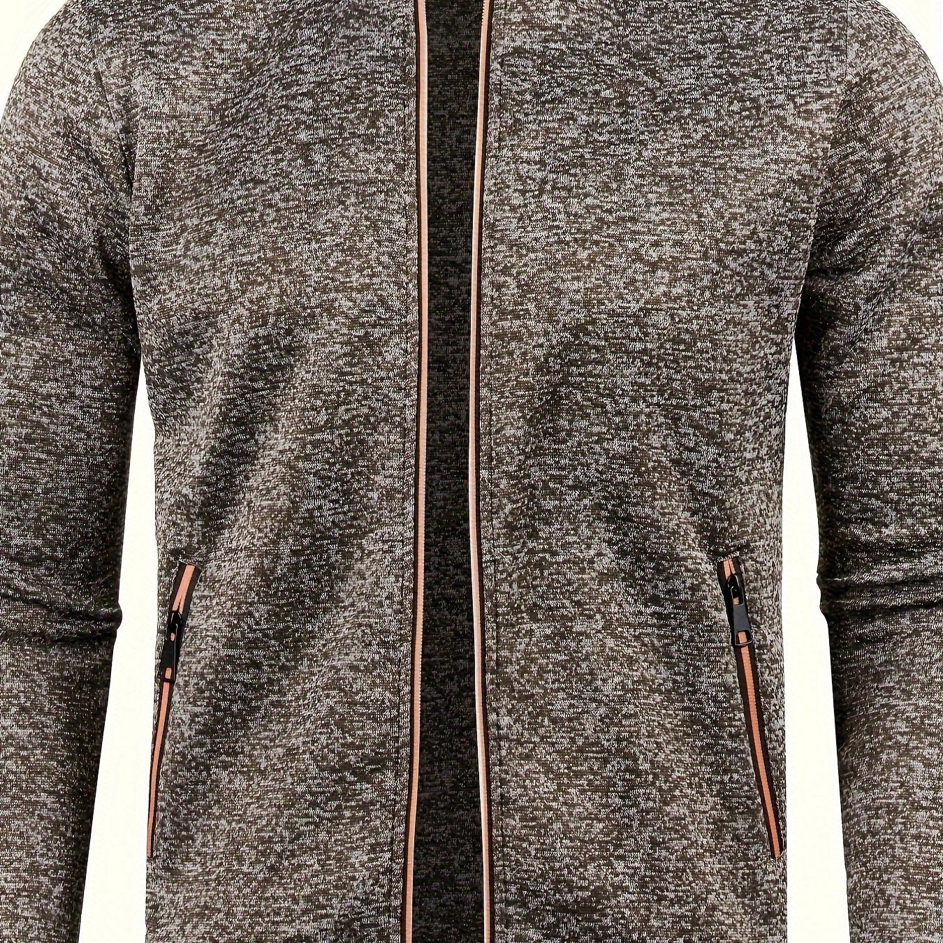 Men's Zip-Up Cardigan Sweater for Fall Winter Solid Knit High Neck Skinny Polyester