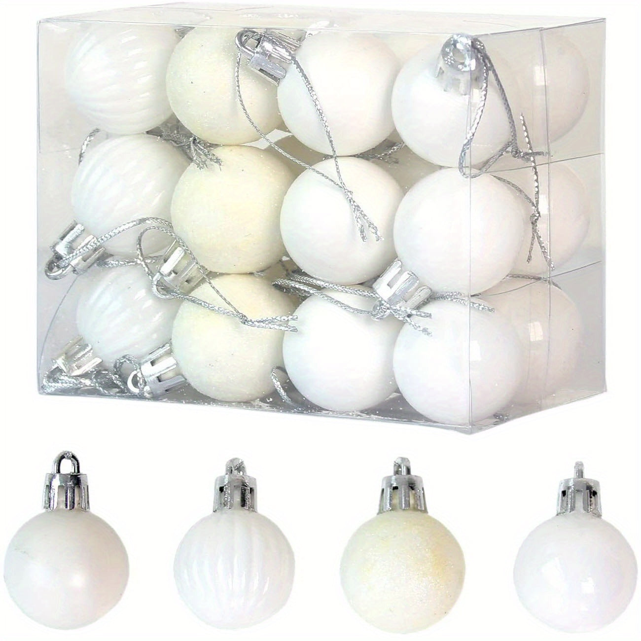 Small Christmas Tree Ornaments 24 Pack Decorative Balls for Holiday Decoration