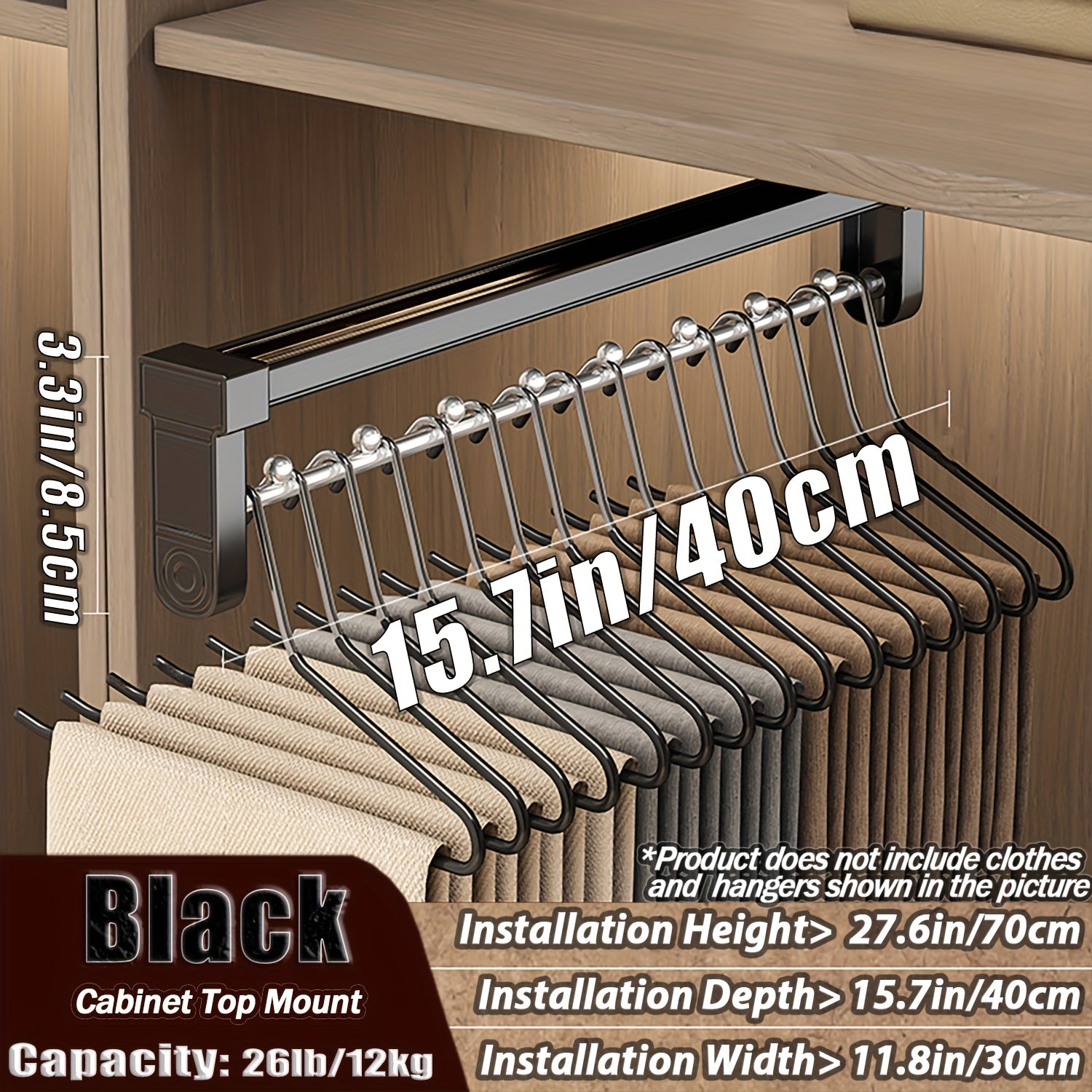 Metal Closet Organizer with Sliding Pants Rack Extendable Storage Drying Rack Hanging Rod Steel Ball Divider Space-Saving