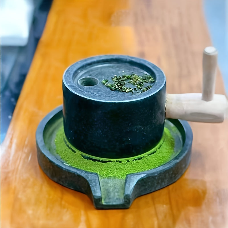 Handcrafted Bluestone Grinder Set for Tea Coffee Pepper with Matcha Utensils