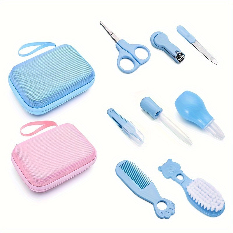 8-Piece Baby Grooming Kit with Nasal Aspirator Nail Clippers and Tweezers for Daily Personal Care