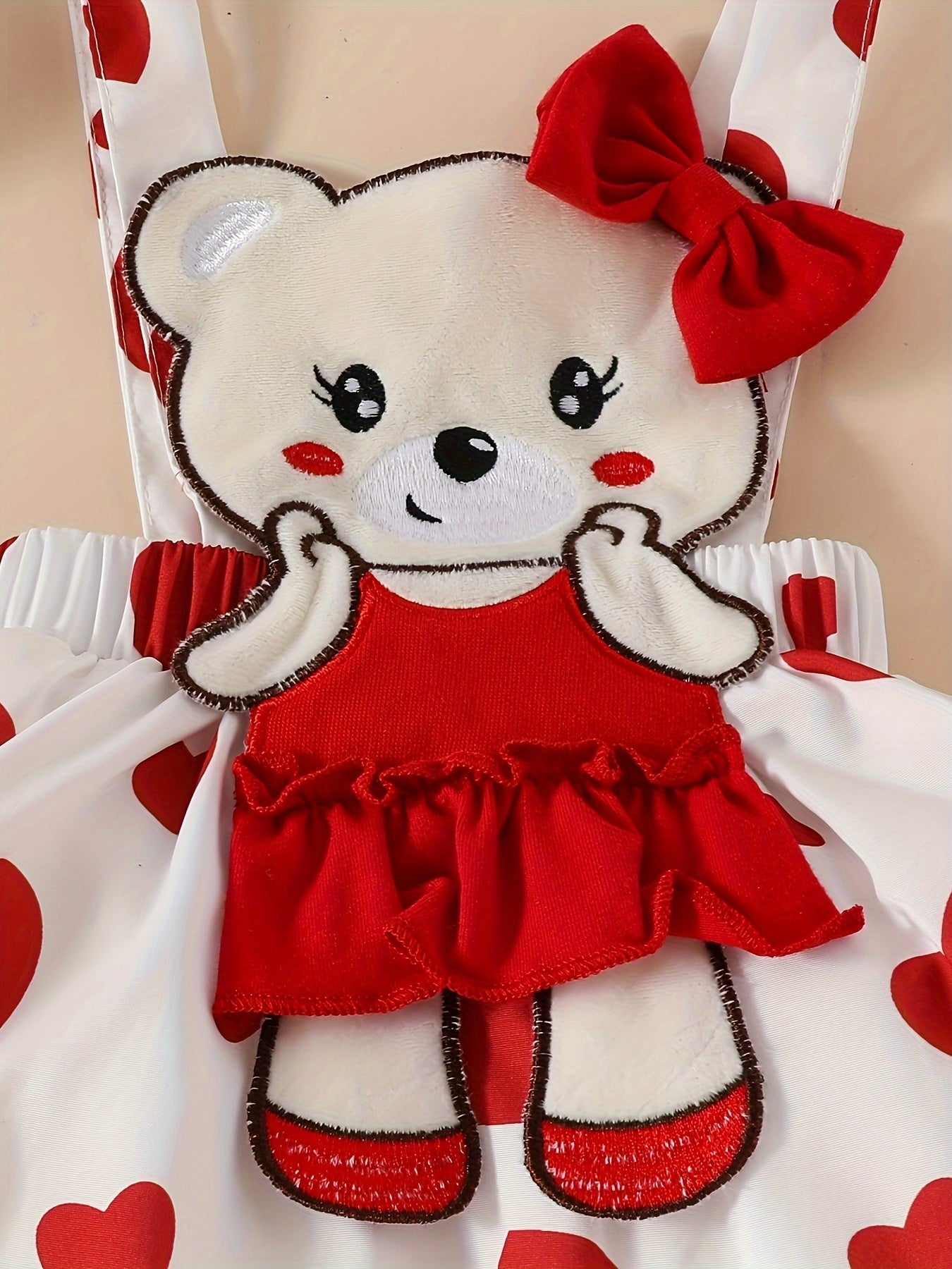 Набор одежды для девочек 0-1 лет: платье с длинным рукавом, дизайн с медвежонком-куклой и юбкой-зонтом