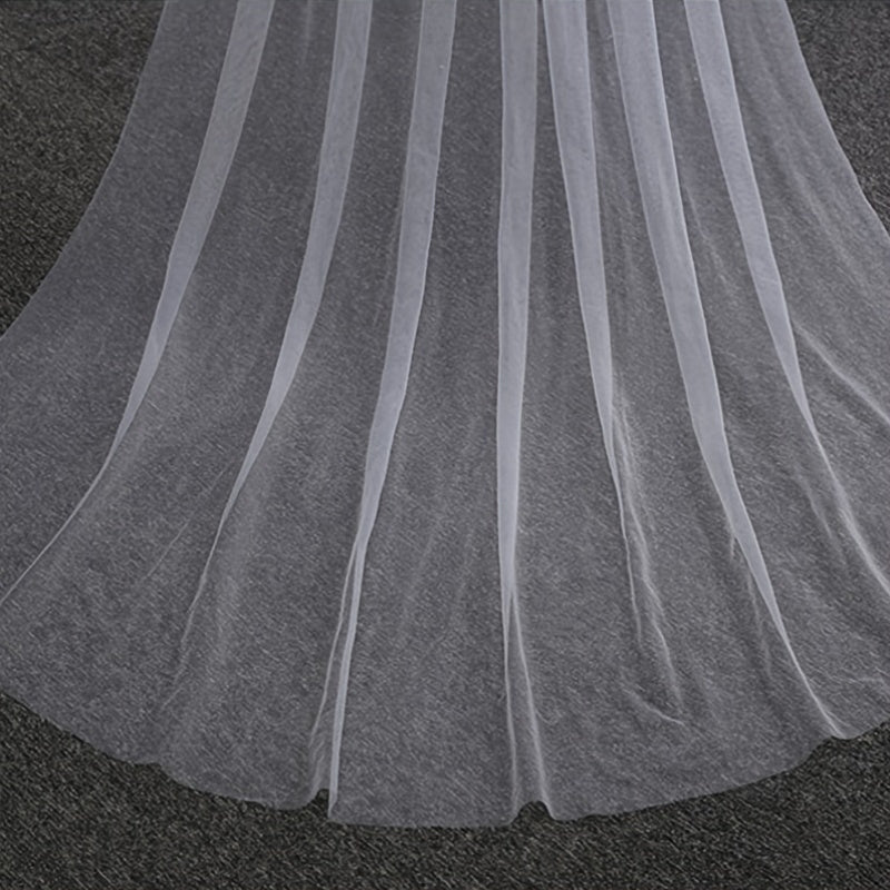 Свадебная фата для невесты с длинным шлейфом из тюля, однослойная, для особых мероприятий