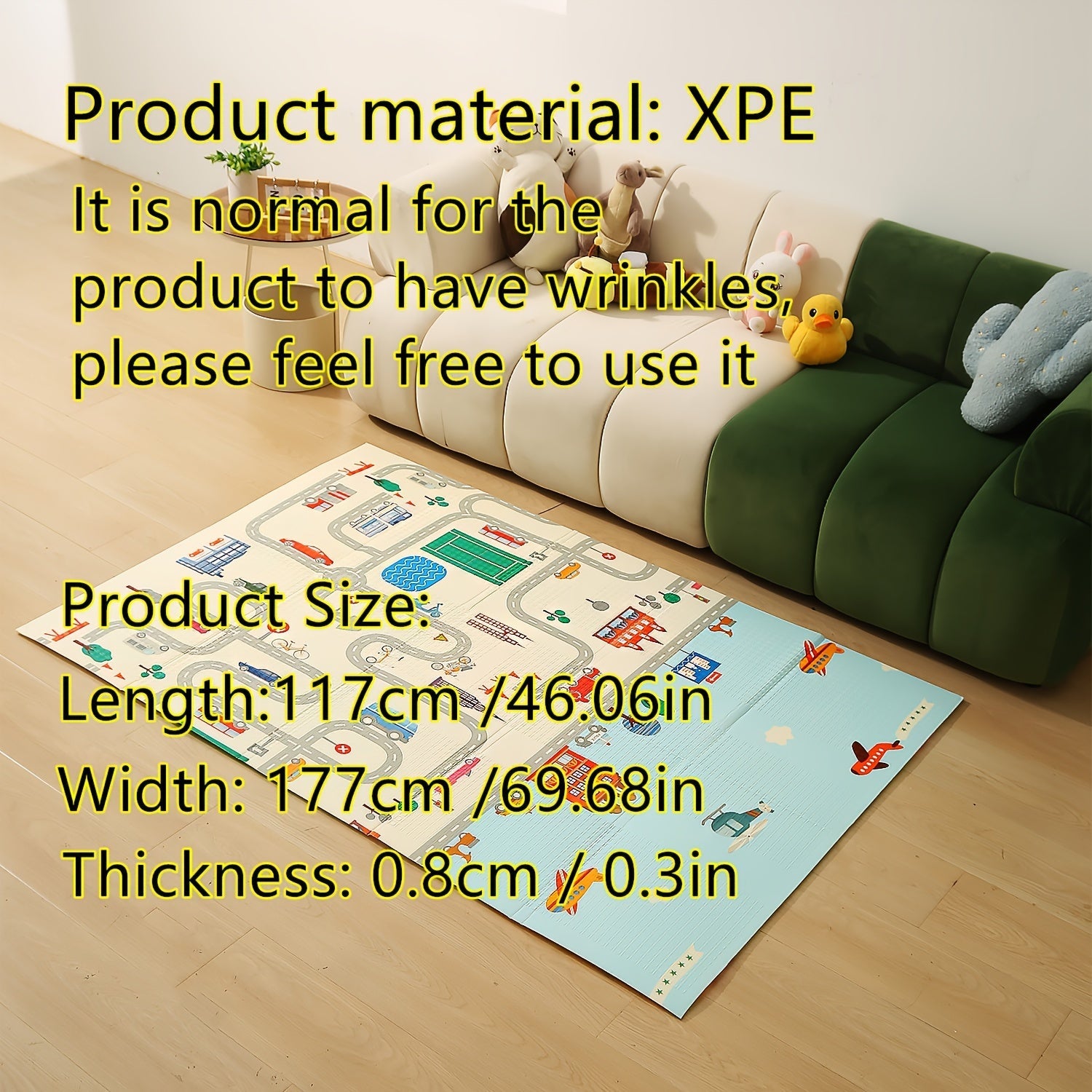 Portable Play Mat with Cartoon Animal Design Foldable and Travel-Friendly Durable XPE Material
