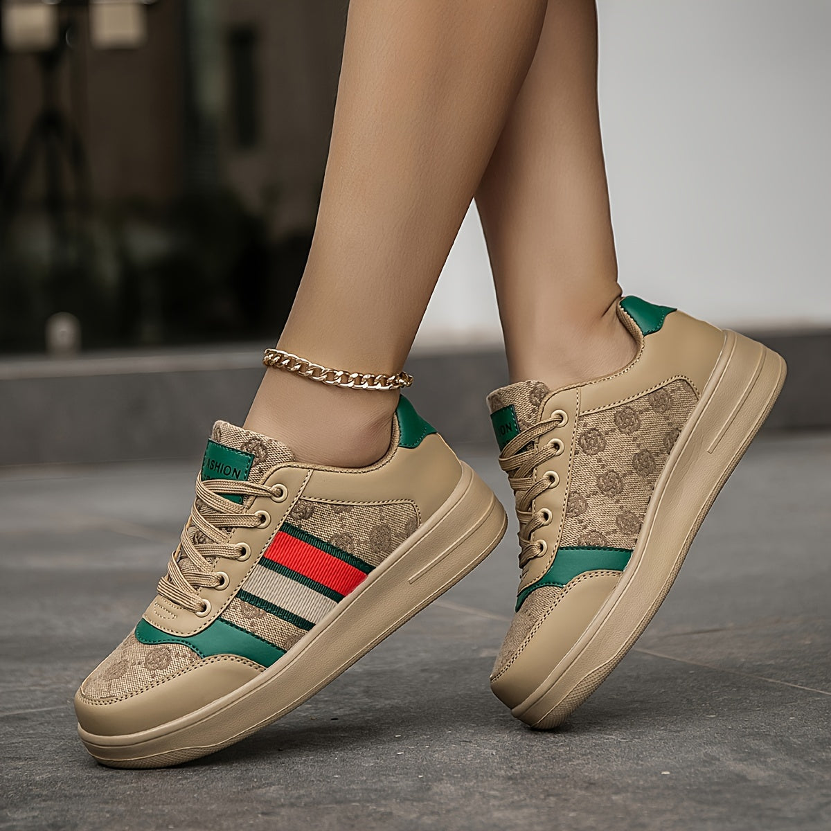 Women's Retro Canvas Print Pattern Letter Stripe Casual Sneakers