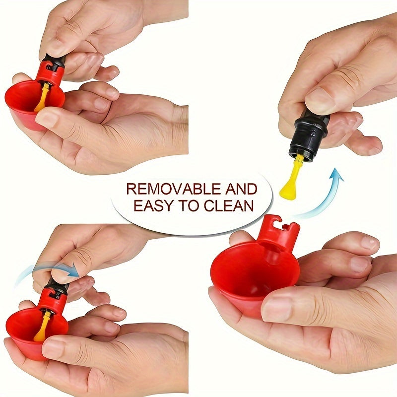 Avtomatik tovuq va parranda suv beruvchi idish, stakanlar bilan, qizil plastmassa, 3/6/9 ta paket