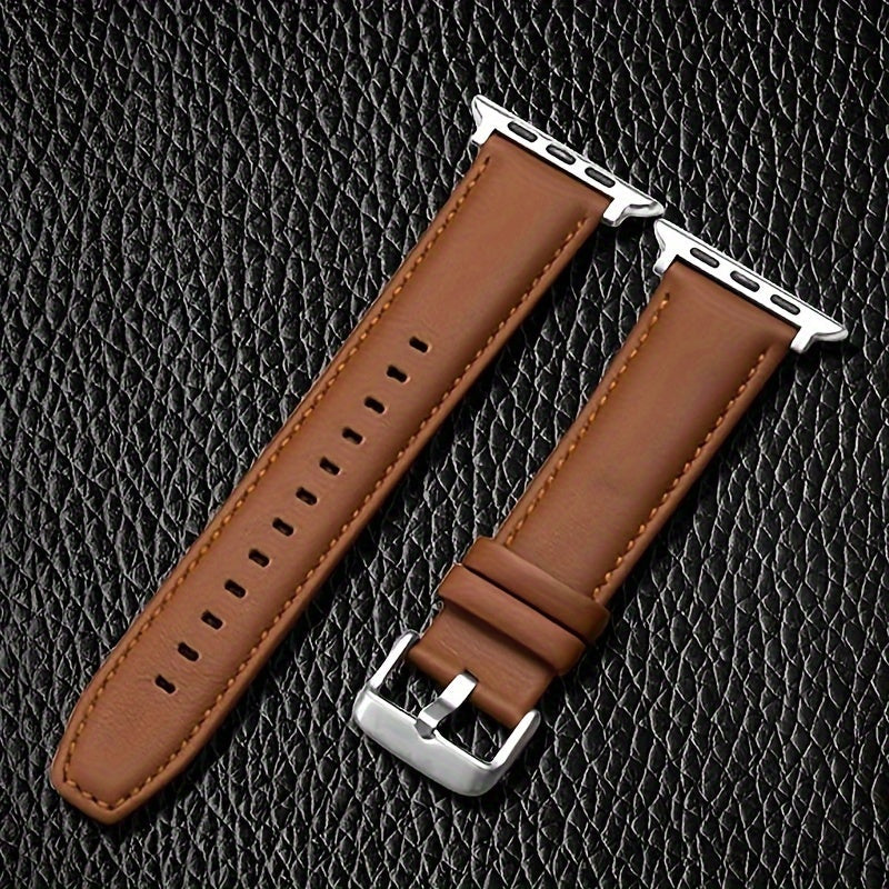 Calfskin Leather Watch Band for Apple Watch Series 38mm 40mm 41mm 42mm 44mm 45mm 49mm with Deployant Clasp