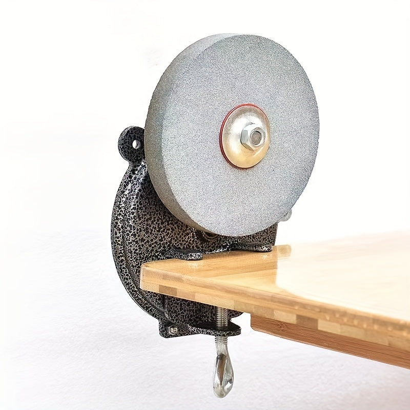 Manual Hand Crank Sharpener for Knives and Scissors, Dual Grit, Metal Construction