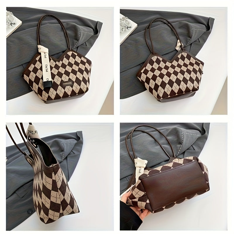 Винтажный подарок на День святого Валентина - стильная сумка-тоут с сердцем и гусиными лапками для женщин, просторная ретро-сумка для поездок, с застежкой на молнии, из ПУ-материала, смешанные цвета