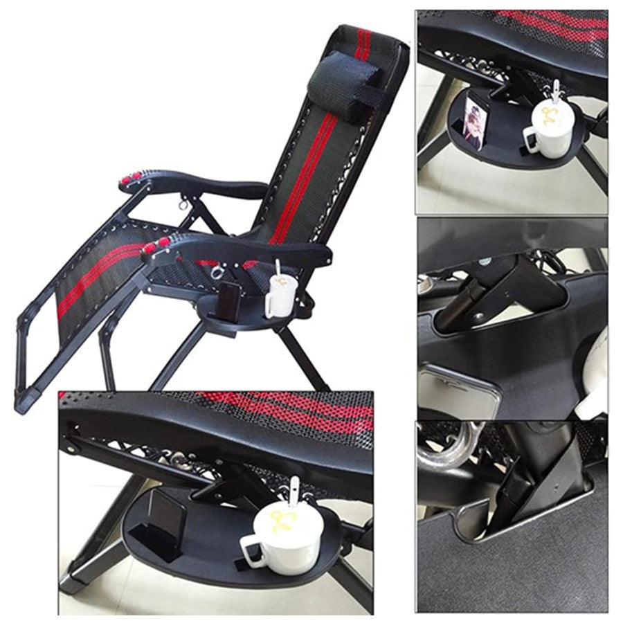 Black Oval Zero Gravity Chair with Cup Holder and Snack Tray