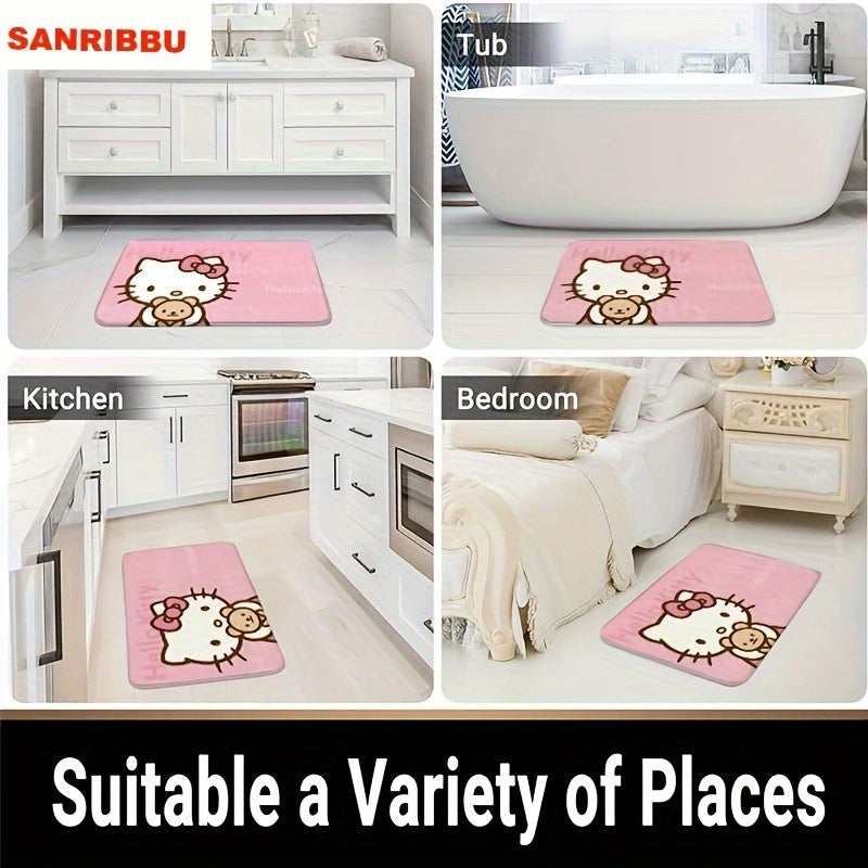 Cartoon Door Mat 60x40cm Non-Slip Machine Washable Polyester Rug for Living Room Bedroom Bathroom