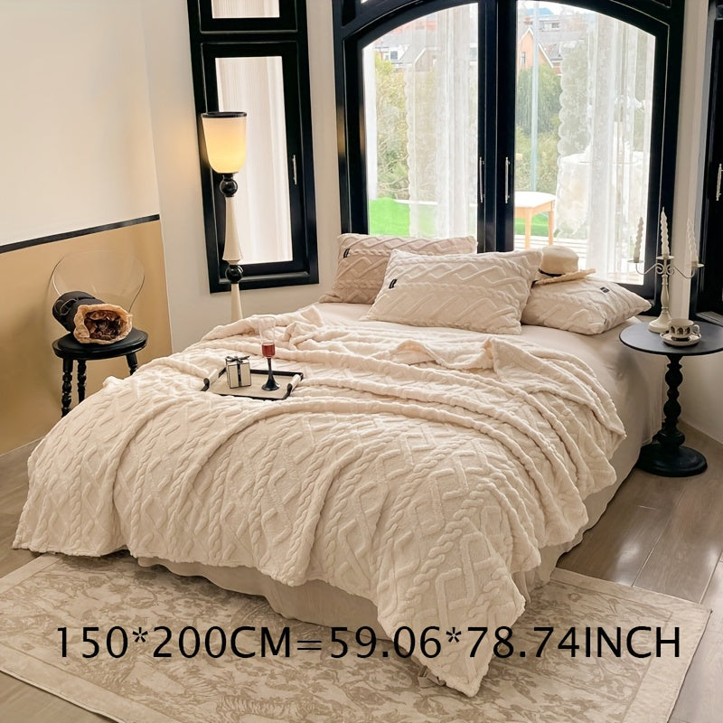 White Ultra-Soft Taffeta Throw Blanket for Bed Sofa Napping Lightweight Cozy Warmth