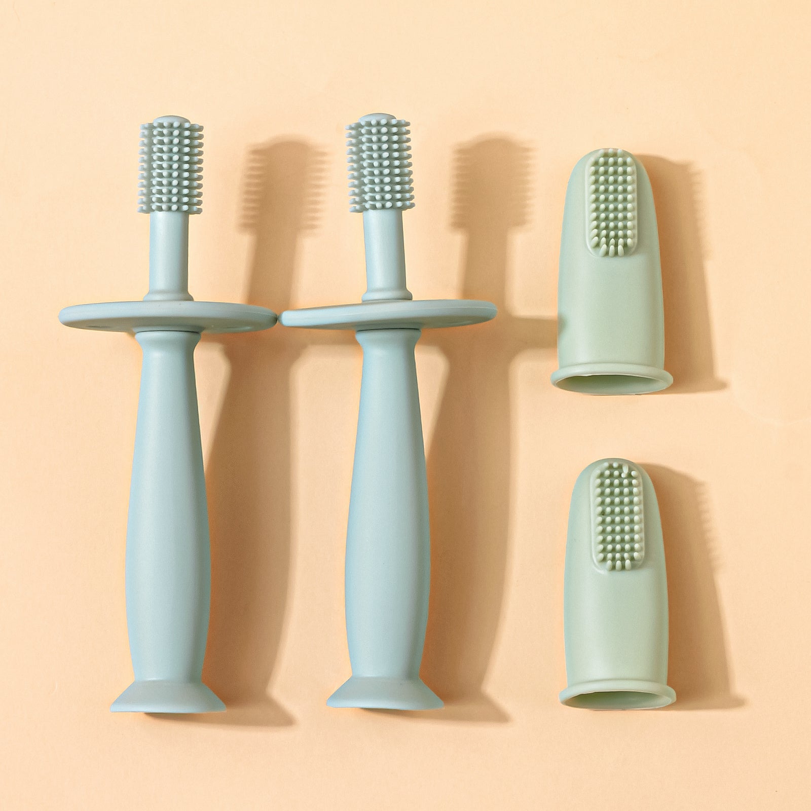 Baby Toothbrushes Set with 2 Finger and 360° Silicone Baby Toothbrushes BPA-Free for Infant Oral Care