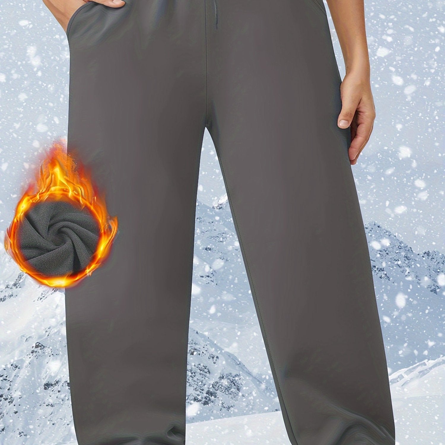 Women's Plus Size Fleece-Lined Wide Leg Pants Warm Stretchy Drawstring