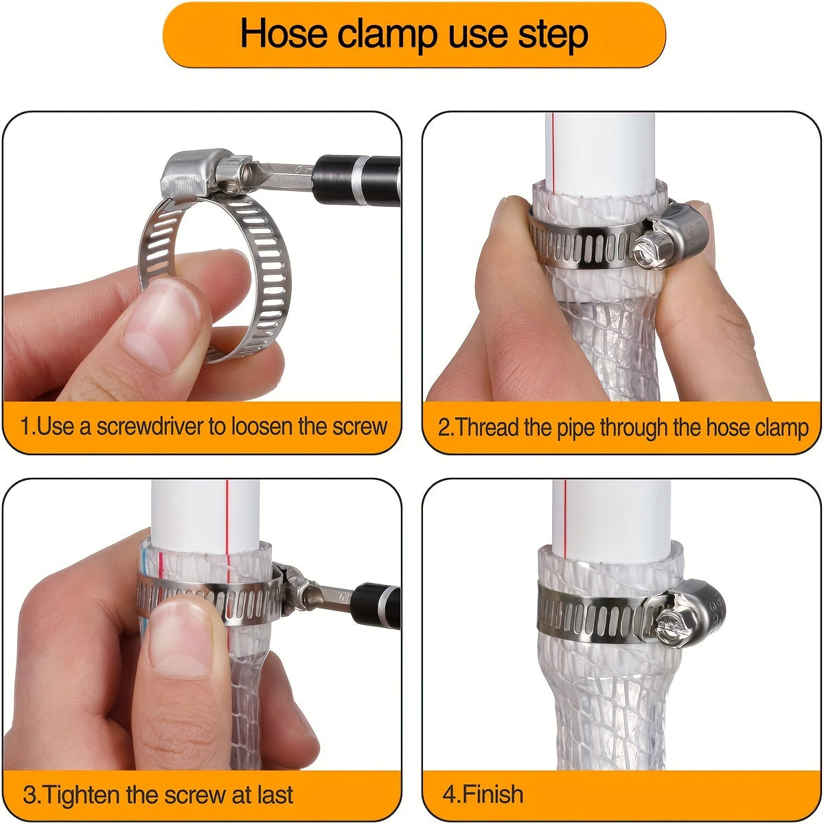 Kit de surtido de abrazaderas de manguera de acero inoxidable 10-25 piezas ajustables de tornillo sin fin para fontanería automotriz