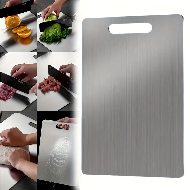 Double-Sided Stainless Steel Kitchen Cutting Board for Meat Fruits Vegetables Non-Slip