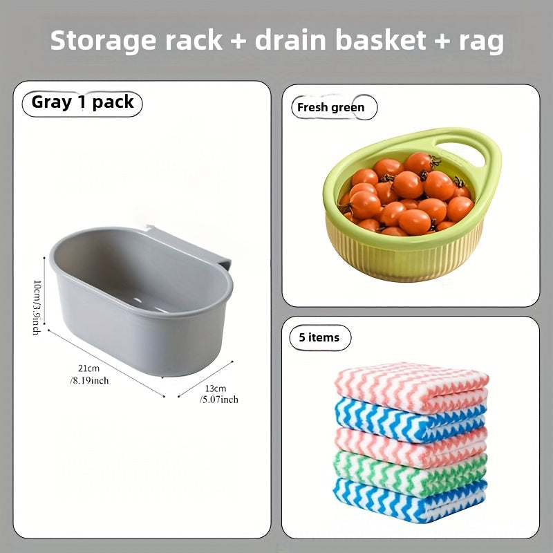 Synthetic Resin Sink Drain Rack Kit for Kitchen Organization and Pool Supplies