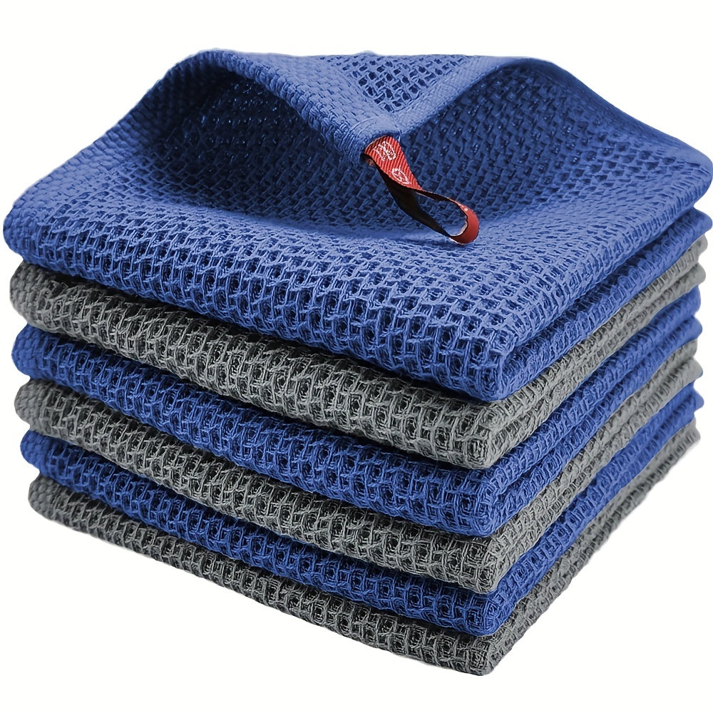 Juego de 6 paños de cocina de rejilla de waffle absorbente y reforzada para uso en cocina y restaurante