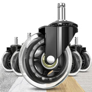 3-дюймовые черные прозрачные резиновые поворотные колеса для офисных кресел с бесшумными колесами