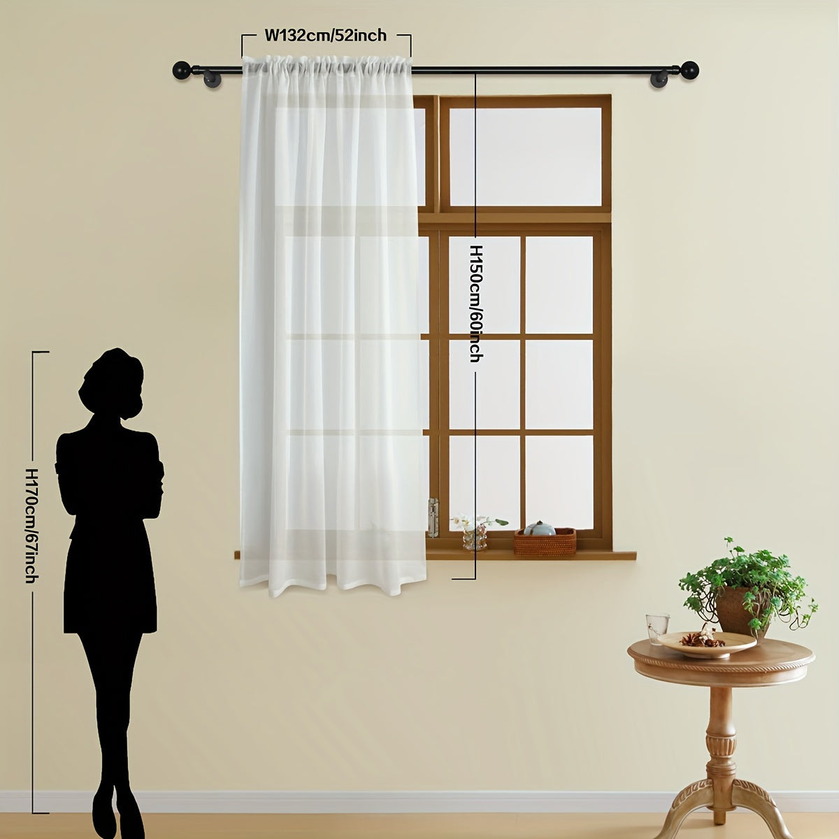 White Sheer Curtain with Rod Pocket for Living Room Bedroom Office