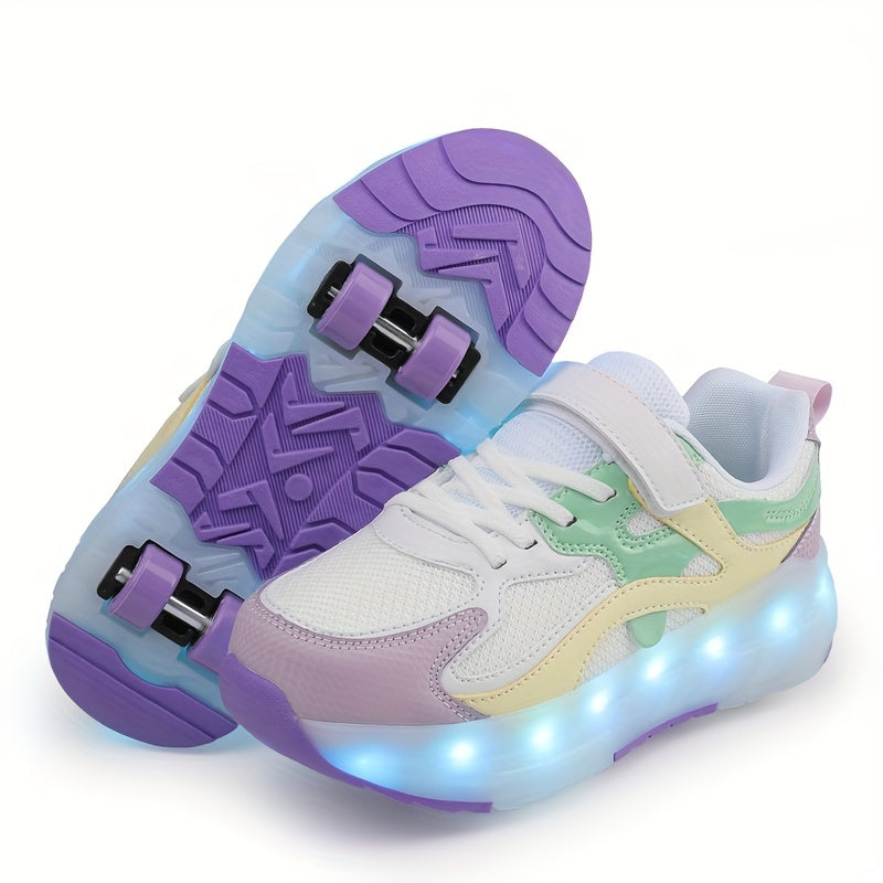 Kids Glowing LED Light-Up Roller Skates for Boys and Girls Indoor Outdoor All-Season