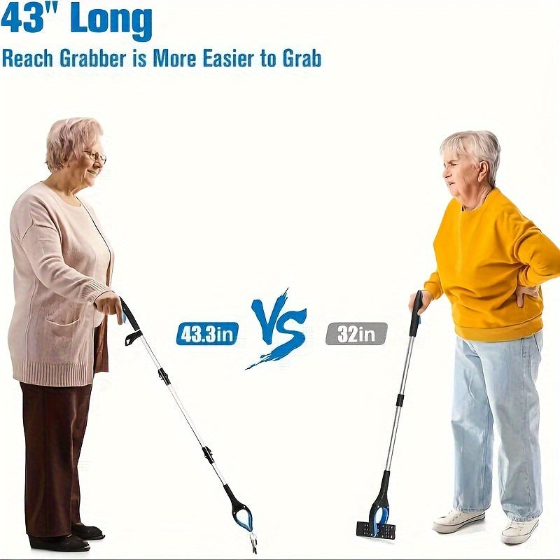 Heavy-Duty Elderly Extendable Garbage Picker 32-Inch Metal Grabber Tool