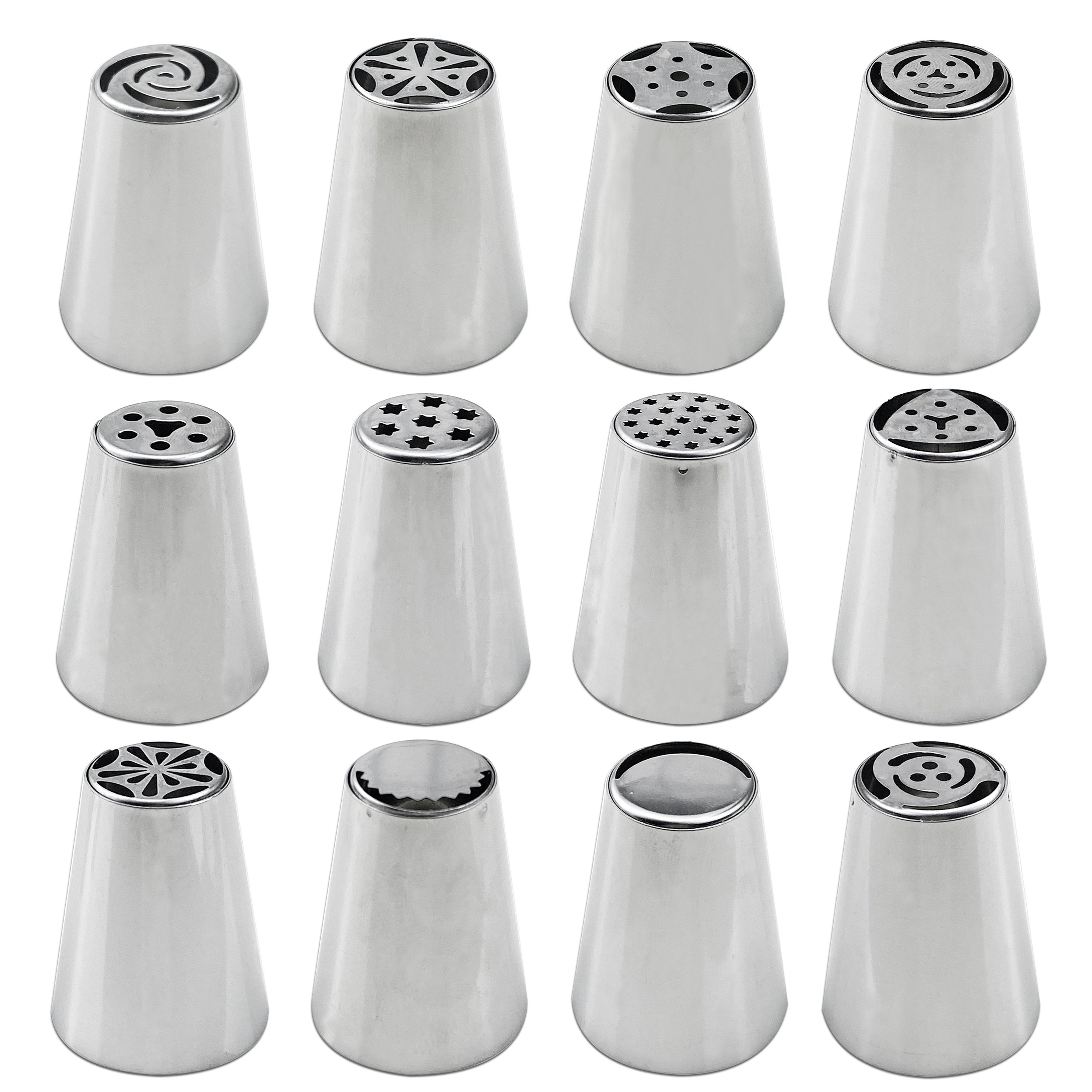 Stainless Steel Pastry Tips Set with Reusable Piping Bag and Accessories