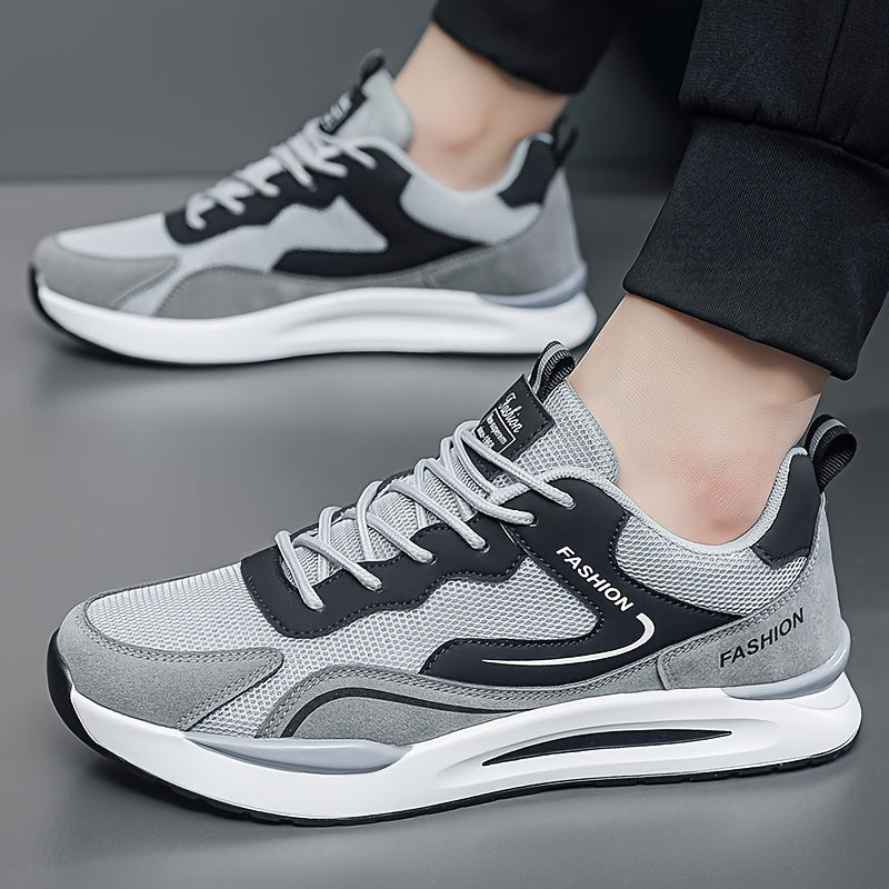 Men's Breathable Fabric Running Shoes Low Top Solid Color for Outdoor Workouts