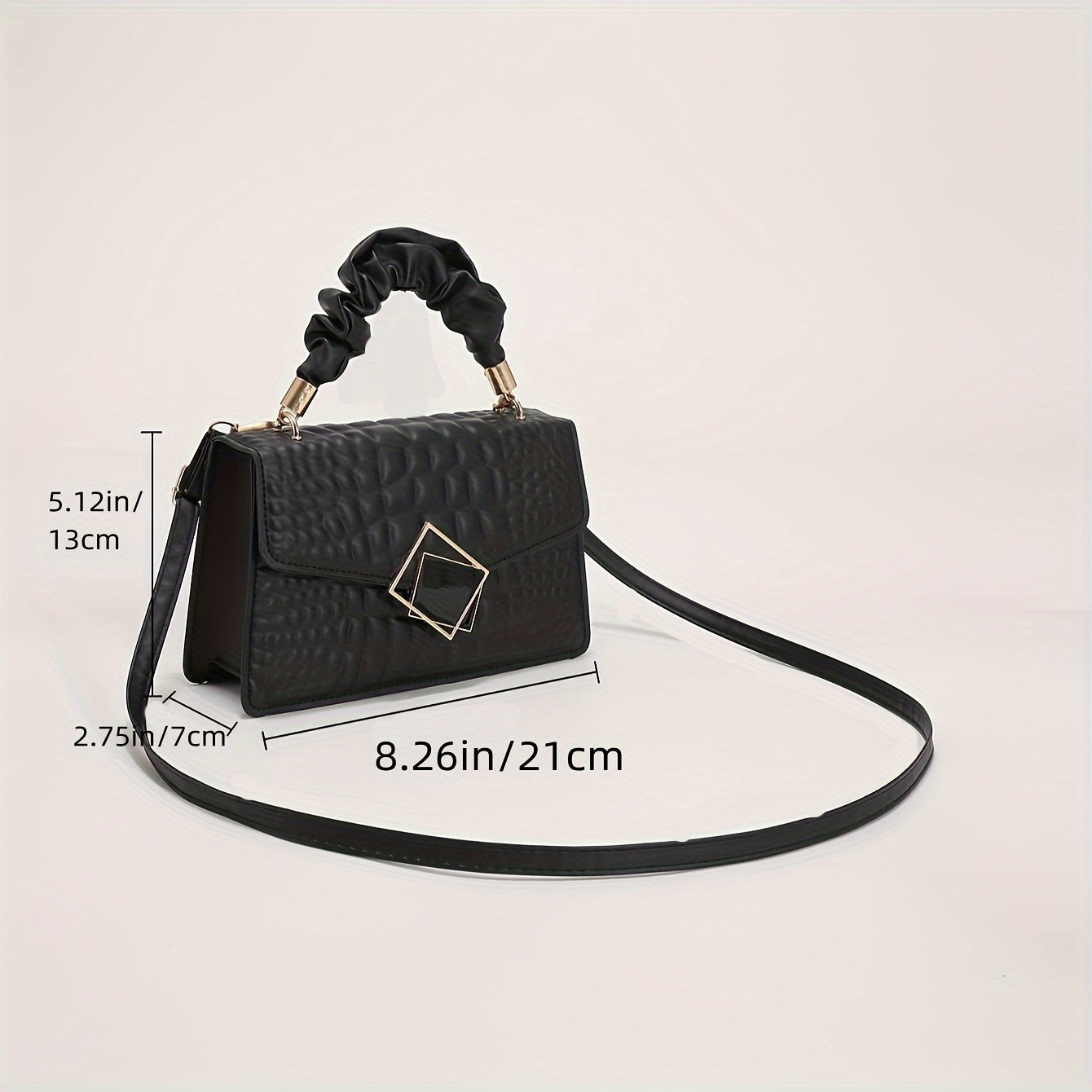 Women's Faux Leather Satchel Bag with Buckle Closure and Edge Paint