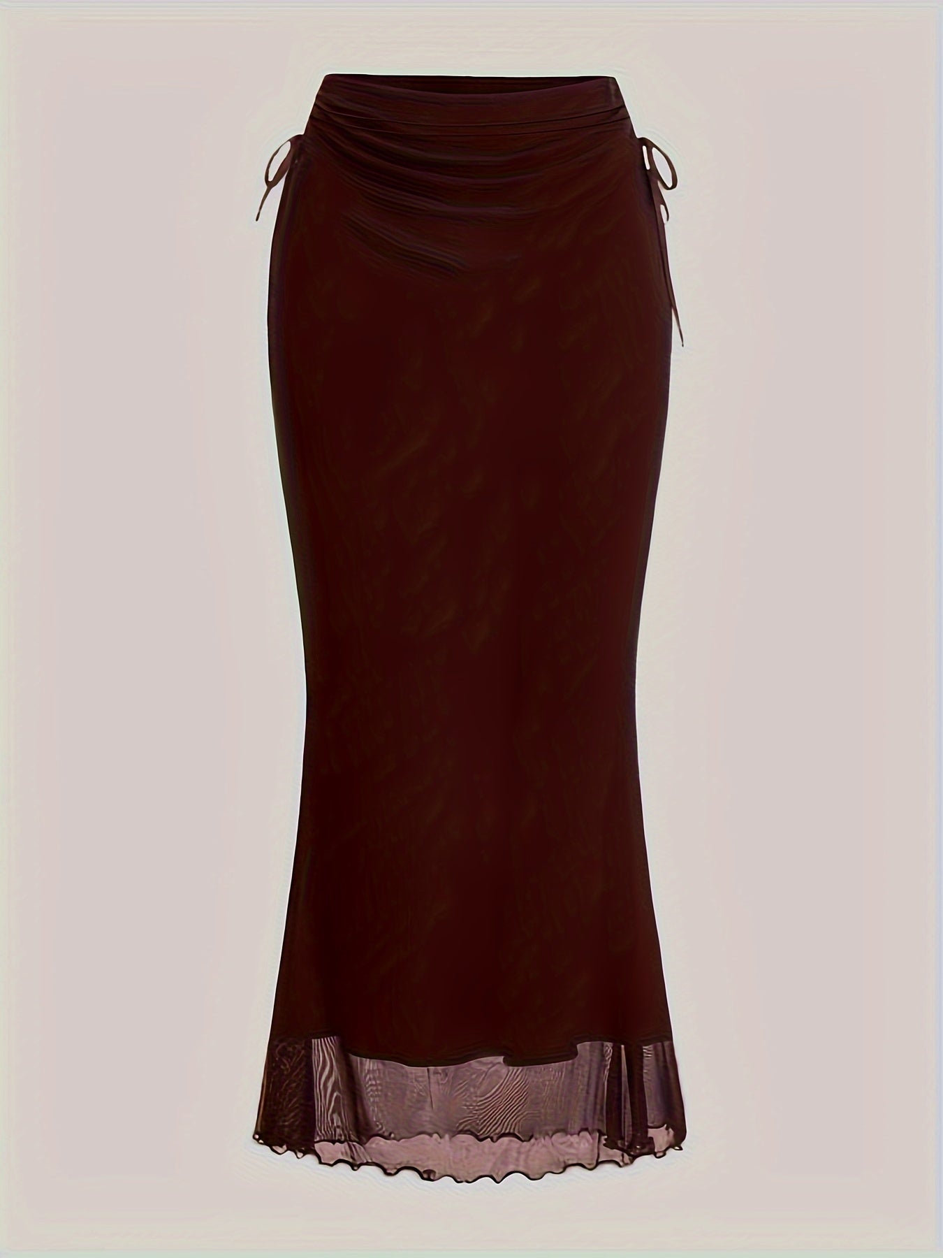 Women's High Waist Lettuce Trim Skirt with Side Tie for Spring and Fall