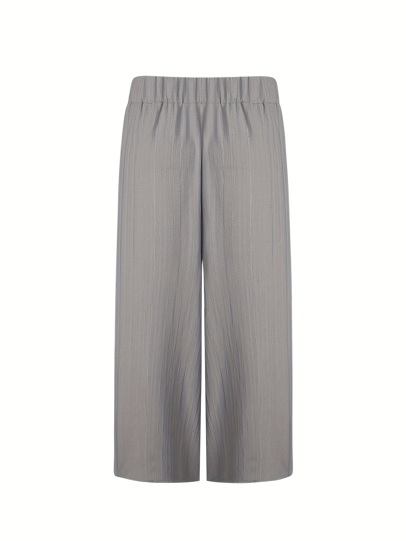 Women's Plus Size Drawstring Wide Leg Pants Solid Color Casual Lightweight