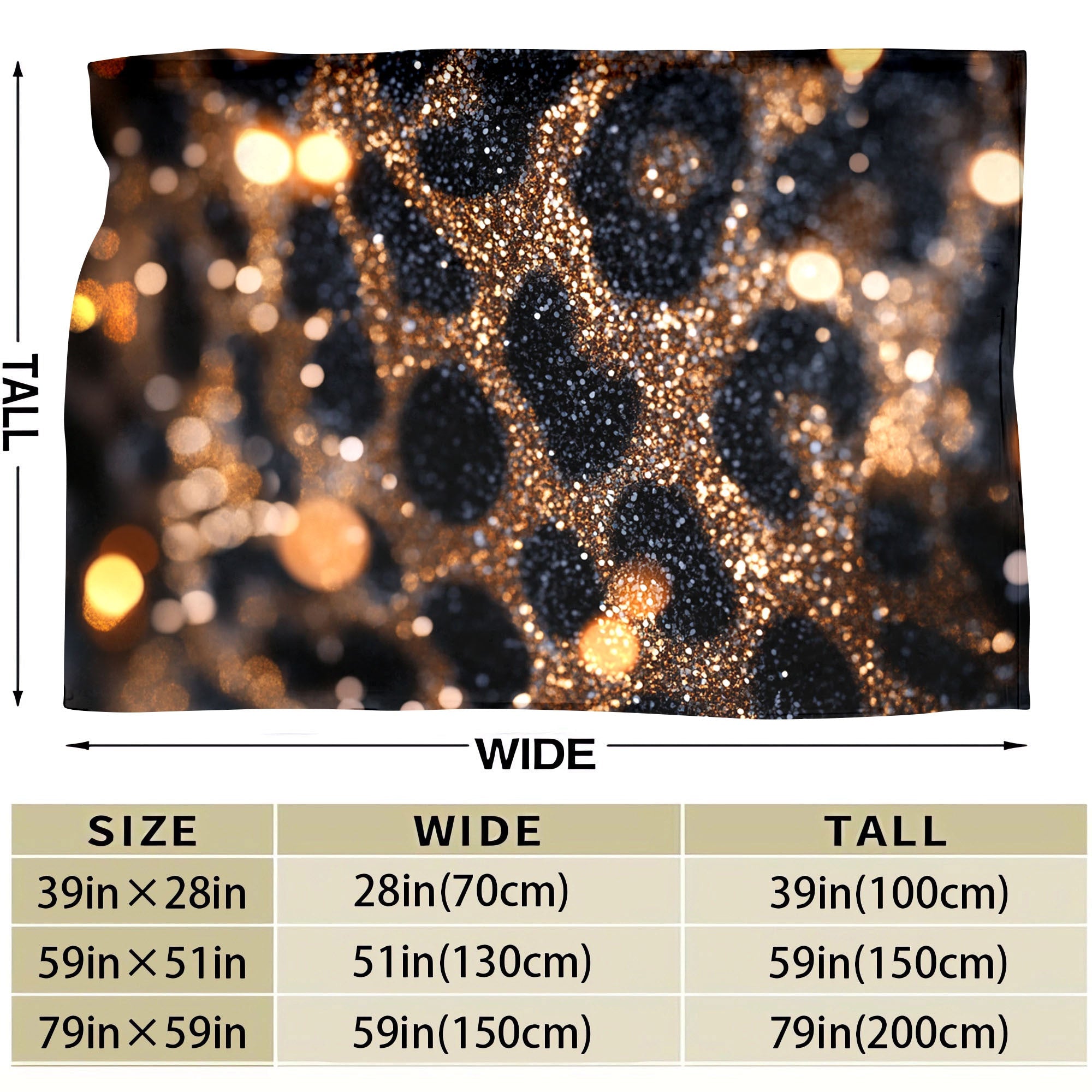 Black and Gold Leopard Print Flannel Fleece Blanket Soft Warm Throw for Sofa Bed Camping