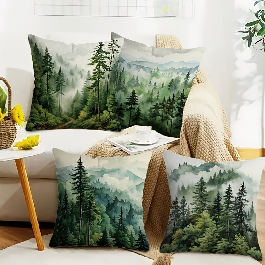 Square Pillow Cover Soothing Serenity Forest Green 44.96cm Washable Sofa Bedroom Decor