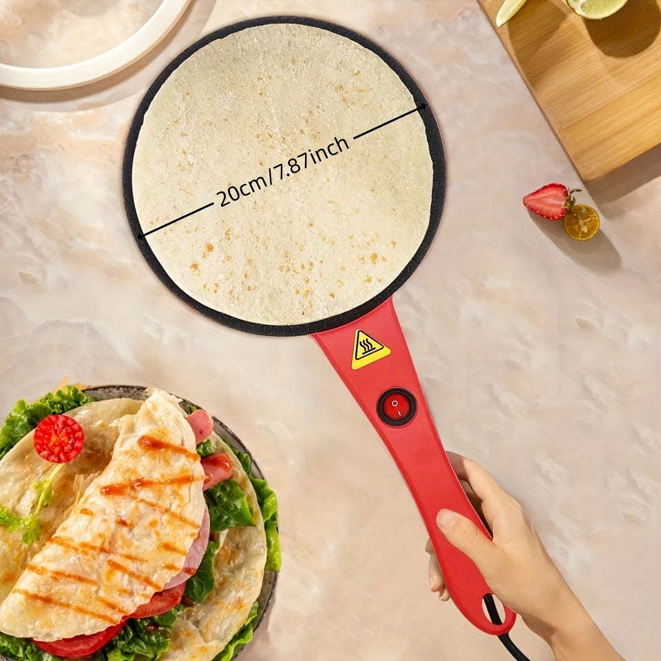 Электрическая машина для блинов мощностью 600 Вт с антипригарной сковородой, скребком и кисточкой для масла