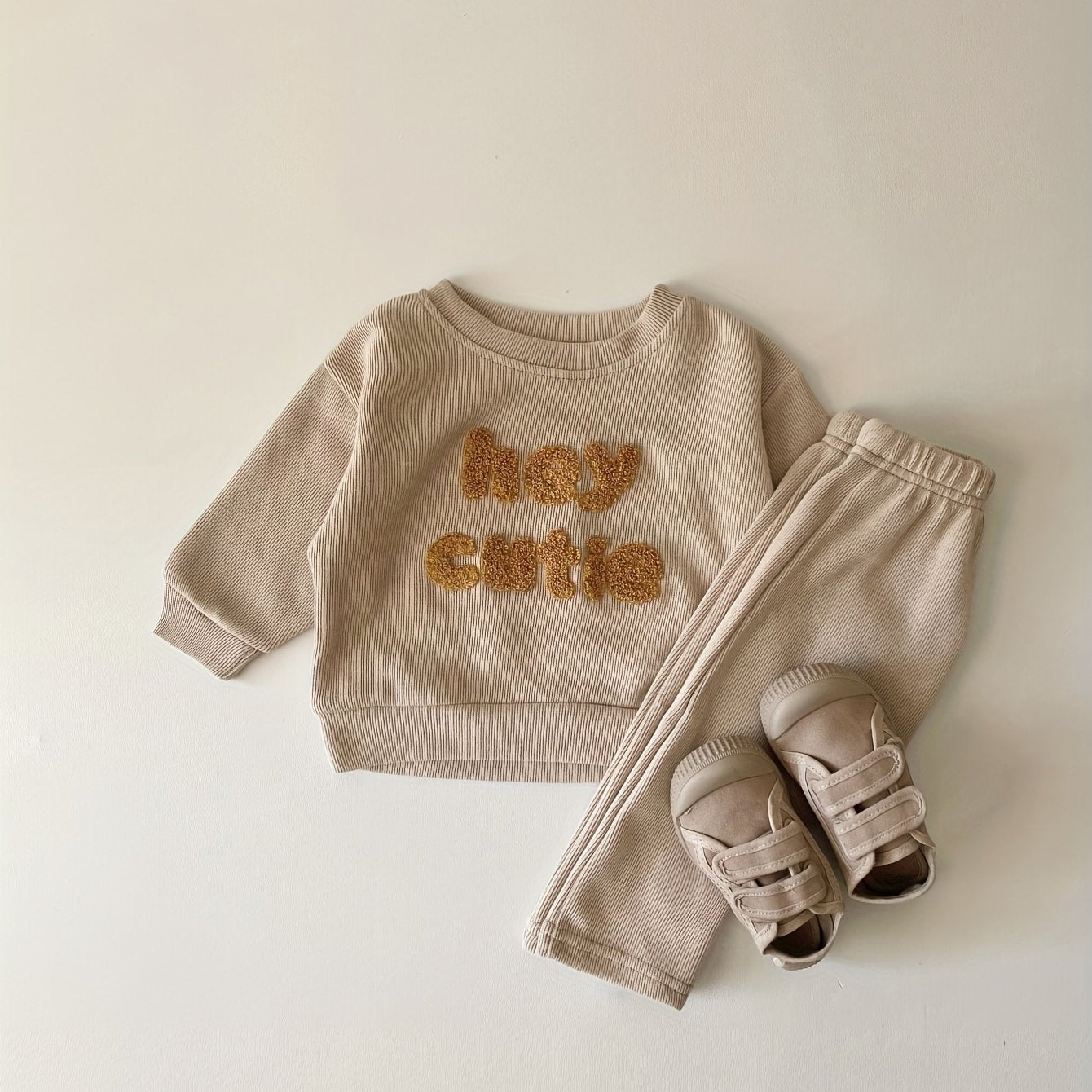 Baby Boys Rainbow Embroidered Long Sleeve Pullover and Pants Set for Spring Fall