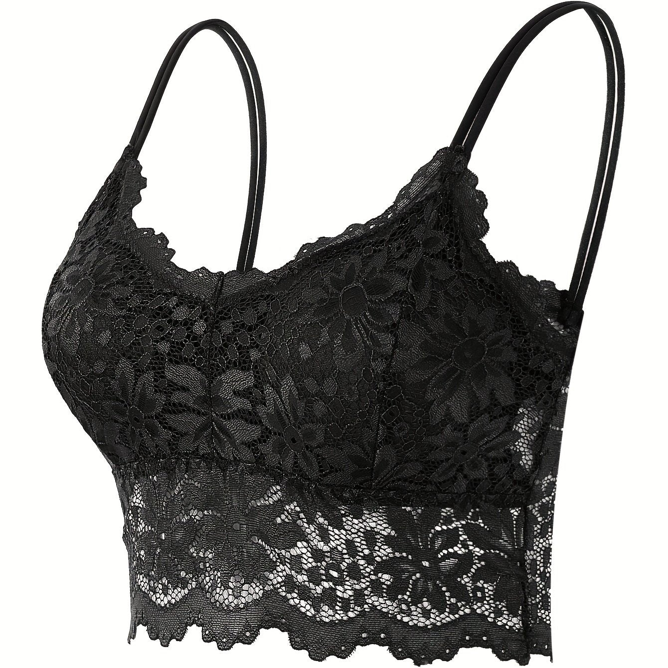Women's Lace Cami Bra with Padded Support and Hollow Out Design