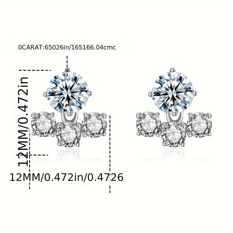 925 Silver Stud Earrings with 2-Carat Mozambique Stone for Women