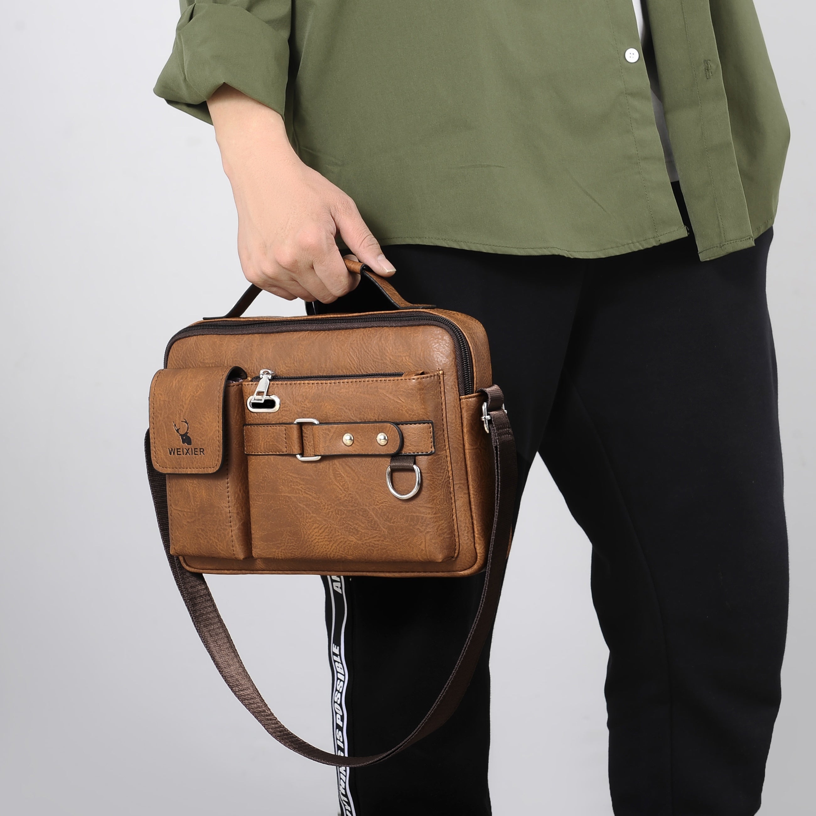 Shoulder Bag Set Includes Satchel Casual Bag and Card Holder Wallet PU Material for Going Out