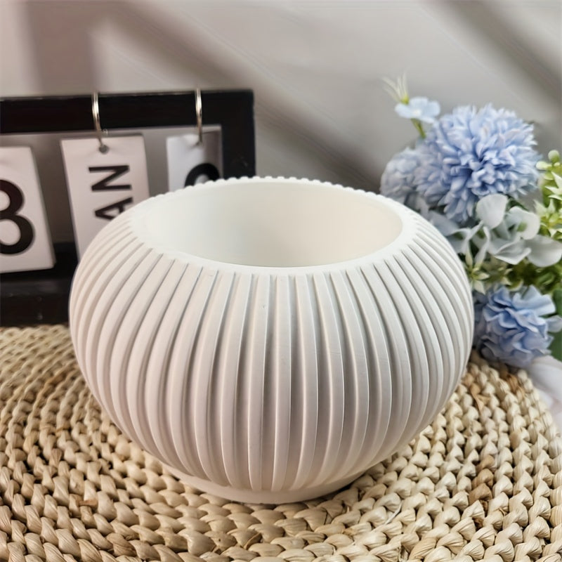 Silicone Mold for DIY Candle Holders and Storage Boxes Durable Striped Design for Concrete Gypsum Resin Crafts