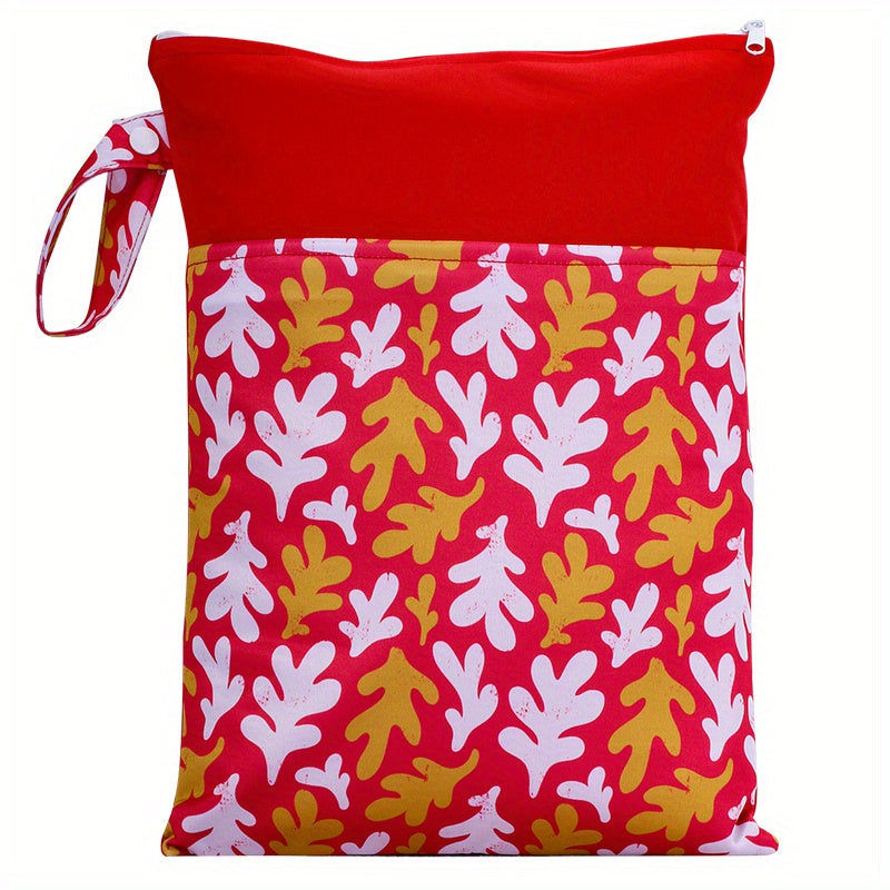 Reusable Waterproof Wet Bag with Double Pockets Cloth Handle 24.99x35cm